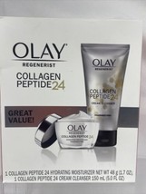 Olay Regenerist DUO Collagen Peptide 24 Moisturizer￼ Creme 1.7oz &amp; Clean... - $14.84