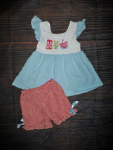 Boutique Embroidered Spring Flowers Rain Boots Tunic Bubble Shorts Girls Outfit - £6.79 GBP