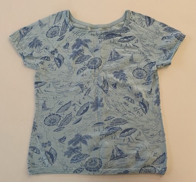 Tommy Bahama T Shirt Size M 8-10  Womens Blue Beach Theme Short Sleeve Top - $17.70