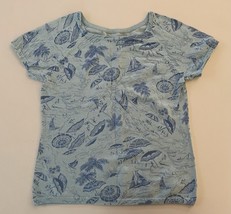Tommy Bahama T Shirt Size M 8-10  Womens Blue Beach Theme Short Sleeve Top - $17.70