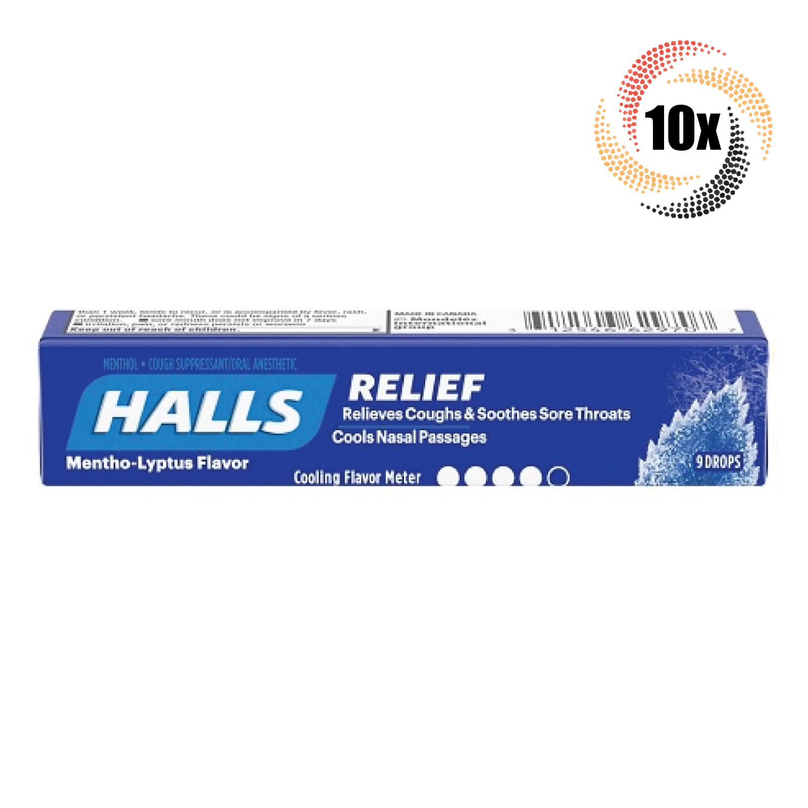 10x Packs HALLS Relief Mentho-Lyptus Sore Throat Cough Drop | 9 Drops Pe... - $24.10