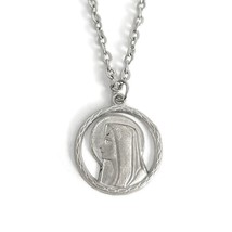 Vintage 1960&#39;s Virgin Mary Religious Pendant Necklace, 20 Inches, 7.37 G... - £35.38 GBP