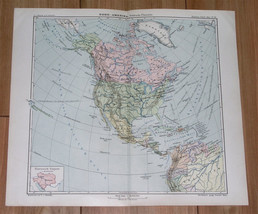 1901 Antique Map Of North America Canada Usa Caribb EAN - £13.36 GBP