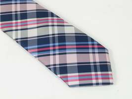 Men's IZOD Tie Classic Woven Silky Feel #Izod-1 Pink Blue English Plaid image 4
