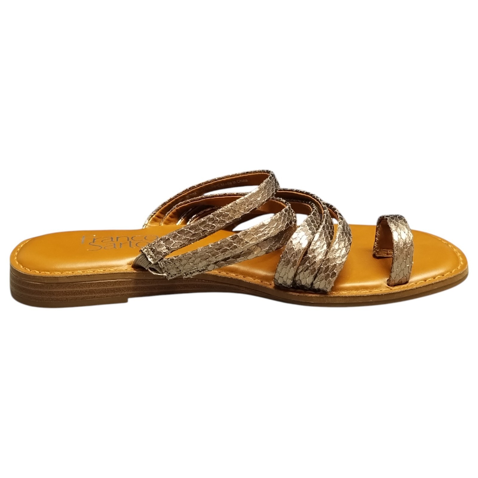 Franco Sarto Metallic Bronze Reptile Sandals Womens US 6.5M Brown Gray T... - $21.33
