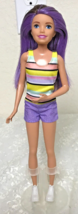 2010 Mattel Skipper Doll Dark Brown Hair w/Purple Streaks Blue Eyes Rigid Body - $13.19