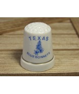 Thimble Texas Blue Bonnetts Vintage White Porcelain Gold Plated Edge 1&quot; ... - $3.77