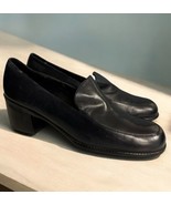 Vtg Y2K Liz Claiborne Women’s 8.5N Narrow Loafers Navy Blue  Leather Chu... - $39.92 CAD