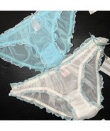 Victoria&#39;s Secret S panty lot chiffon I DO BRIDE to Be YES BLUE white BR... - £63.45 GBP