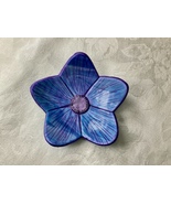 Flower Dish Medium Size Trinket Bowl Blue Purple Floral Handmade Polymer... - £14.30 GBP