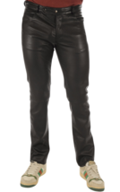 Men Leather Pants Black Trousers Slim Fit Biker Men&#39;s Jeans Style Pant M... - $117.50