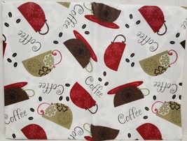 Peva Vinyl Tablecloth 52&quot;x52&quot; Square (4 people) COFFEE CUPS, BROWN, TAN ... - $13.85
