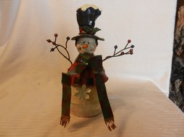 Whimsical Metal Multicolor Snowman With Scarf and Hat 10&quot; Tall - £31.32 GBP