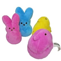 Easter Peeps Plush Lot 4 Marshmallow Chicks and Rabbits Mini Beanie Just Born - £12.28 GBP