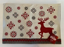 Christmas Placemats, Set Of 4, Winter Gray Red Snowflakes/Deer , Sz:13 X 19 NEW - $29.70