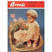 Vintage Doll Knitting Pattern Bronte #759 4 Piece 8 ply Peach Lacy Set 5... - £1.62 GBP