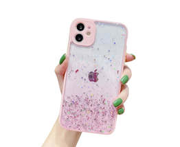 Anymob iPhone Case Pink Luxury Glitter Sequins Camera Protection Silicone For 13 - £17.70 GBP