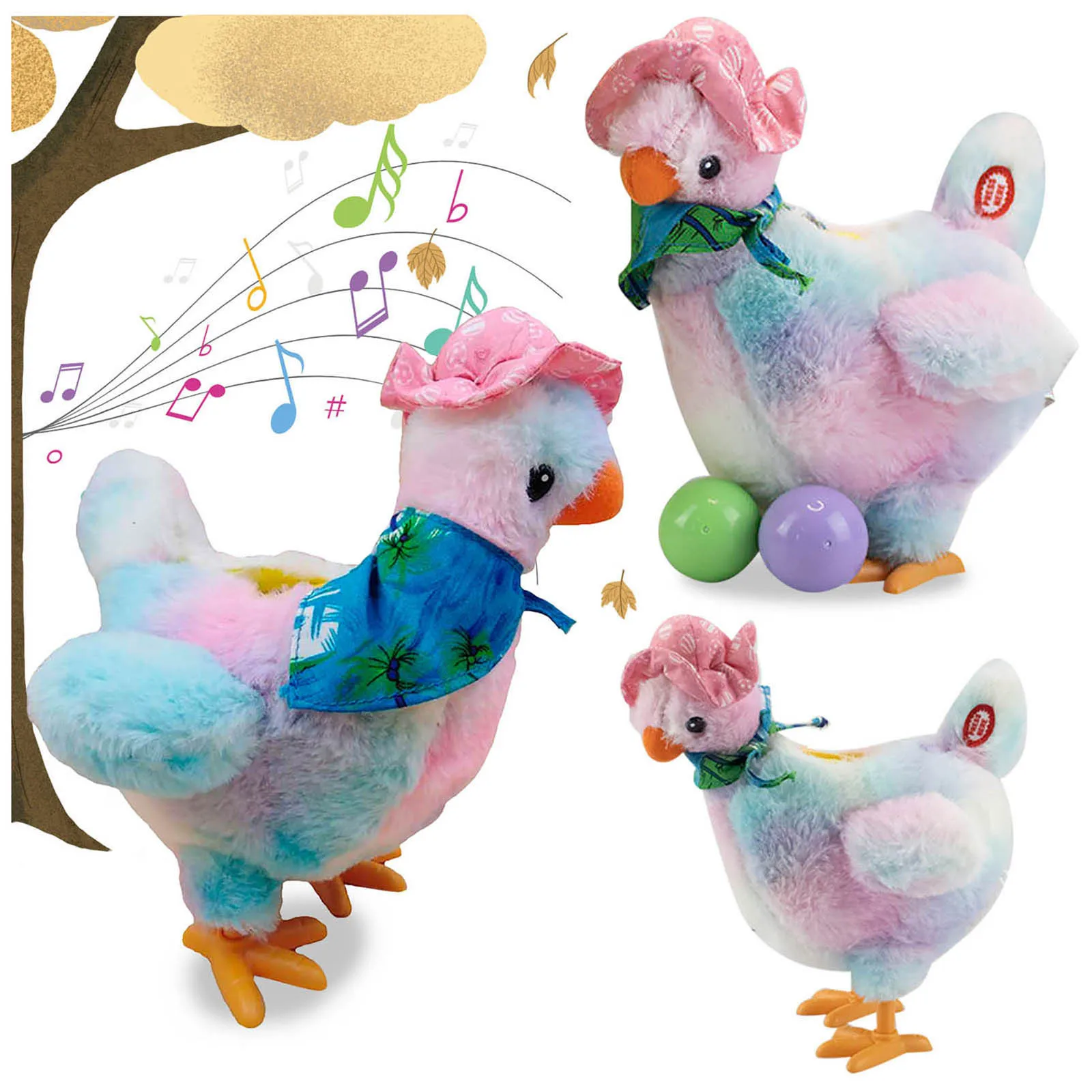 Hen Laying Eggs Plush Chicken Stuffed Toy Electric Music Dancing Chicken Animal - £14.98 GBP+