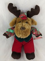 Christmas Snowflake Friends Deer Moose Plush 13&quot; Dandee Intl Stuffed Animal toy - $9.95