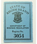 Vintage Rhode Island Department of Business Regulations Registry 3054 St... - £10.38 GBP