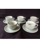 CHINESE CELADON Vintage Porcelain Koi /Carp Fish 5 Cups and saucers . Se... - £102.64 GBP