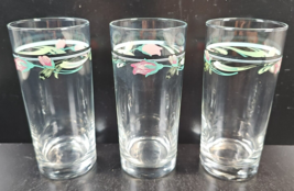(3) Lenox Midnight Blossoms 14 Oz Highball Set Vintage Clear Floral Tumblers Lot - £29.25 GBP