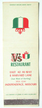 V&#39;s Restaurant - Independence, Missouri 20 Strike Matchbook Cover MO Matchcover - £1.36 GBP