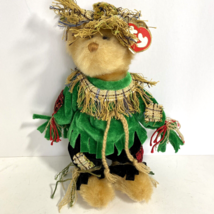 Vintage TY Beanie Baby Attic Treasures Alfalfa Scarecrow Bear Plush Thanksgiving - £9.00 GBP