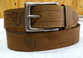 Ou Oklahoma University Embossed Soft Leather Belt BROWN- Size 42&quot; - £10.23 GBP