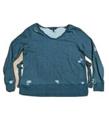 Romeo Juliet Couture Twist Neck Distressed Sweatshirt Gray Side Tie Size... - €16,96 EUR