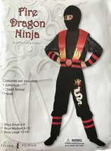 Masked Fire Dragon Ninja Warrior Child Halloween Costume Boy&#39;s Size Medium 8-10 - £20.54 GBP