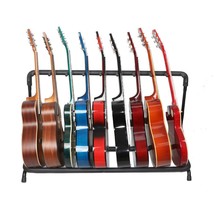 New Iron &amp; Sponge Round Tube 9 Folding Multi Guitar Holder Rack Stand - £40.78 GBP