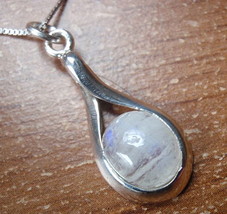 Moonstone Curved Stem 925 Sterling Silver Necklace Corona Sun Jewelry o40a - £15.81 GBP