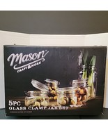 Mason Craft and More 5 Piece Set Glass Clamp Jar Storage Kitchen Craft S... - £20.78 GBP