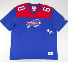 New Starter Buffalo Bills Men&#39;s V-Neck T-Shirt Jersey Sz XL Thick Mesh Blue VTG - £19.76 GBP