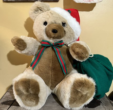 Santa&#39;s Best 1993 Animated Plush Teddy Bear With Santa Hat 16” Tall - £30.13 GBP