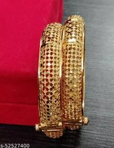 South Indian Women 2 pcs Bangles/ Bracelet Gold Plated Fashion Wedding Jewelry - £27.09 GBP