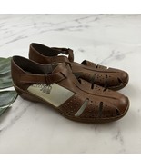 Rieker Womens Closed Toe Sandals Size 40 Brown Leather Perforated Straps... - $52.79 CAD