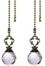 Set Of 2 Vintage-Style Clear Fan Pull Ceiling Fan Chain Pulls Crystal Prism Ball - £26.43 GBP