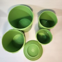 Vintage Tupperware Lot Of Apple Green Canisters 4 Canisters 4 lids PreOw... - £41.79 GBP