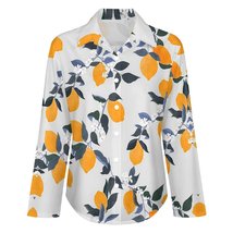 Mondxflaur Retro Lemon Women Long Sleeve Shirt Summer Elegant Fashionable - £19.15 GBP