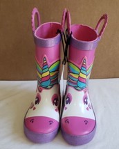 Pink Unicorn Toddler Rain Boots Girls Lined Waterproof Boots Size 13/1 Brand New - £15.97 GBP