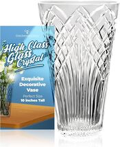 GAC Mouth-Blown Crystal Flower Vase - 10" Elegant Decorative Centerpiece - $29.69