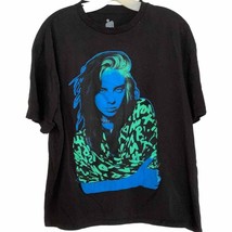 Billie Eilish Black Neon Portrait Girl Graphic Tee - £25.80 GBP