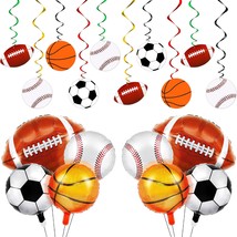 40 Pieces Sports Theme Party Decorations Football Sport Hanging Swirls Aluminum  - £20.39 GBP