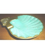GOLD GILT GILDED CAST IRON HEAVY SOLID BRASS SHELL ASHTRAY GREEN PAINT P... - $12.00
