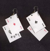4-ACES Playing Cards EARRINGS-Las Vegas Lucky Ace Charm Jewelry - £5.55 GBP