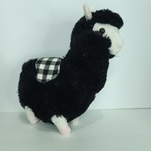 Llama Alpaca Black White Plush Stuffed Toy Checkered Saddle 12&quot; Soft Kellytoy - £19.54 GBP