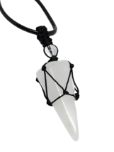 Quartz Point Necklace Gemstone Crystal Pendant Healing All Healer Gem Net Cord - £9.75 GBP
