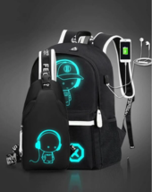 2pcs Men Women Laptop Backpack Travel Business Bag w/ USB Port, With Sling Bag - £24.05 GBP